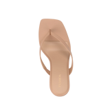 tan open toe thong style high heel sandal with stiletto heel