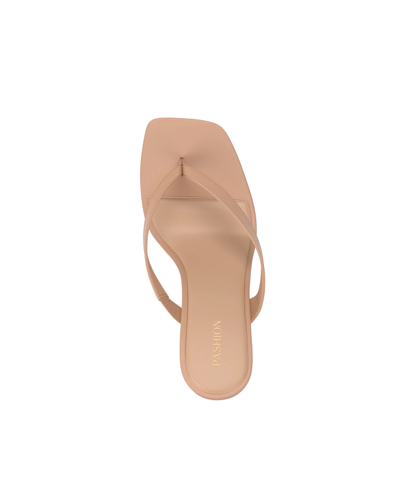 tan open toe thong style high heel sandal with stiletto heel