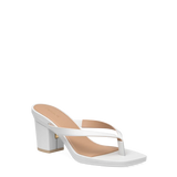 white open toe thong style high heel sandal with block heel
