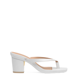 white open toe thong style high heel sandal with block heel