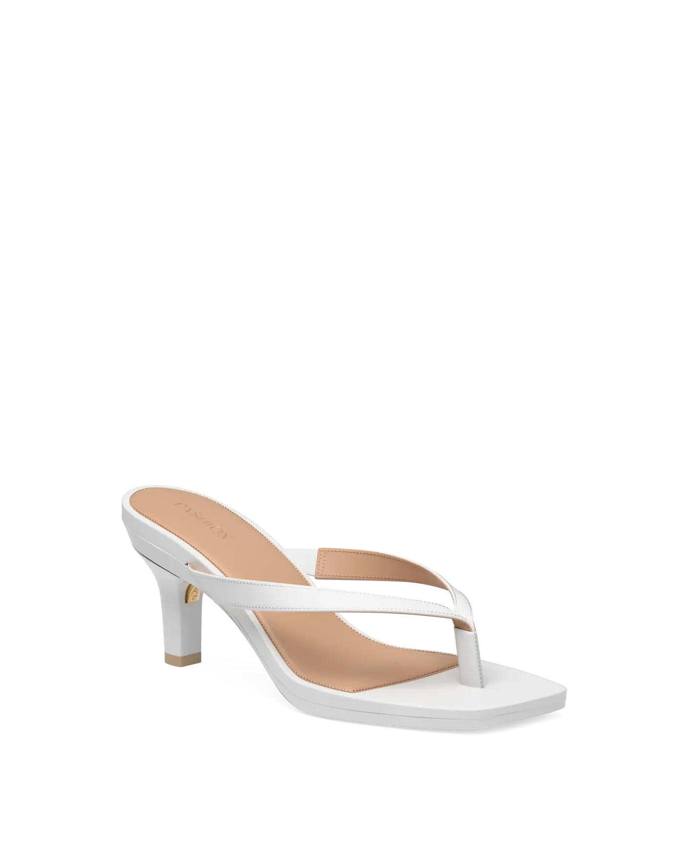 white open toe thong style high heel sandal with stiletto heel