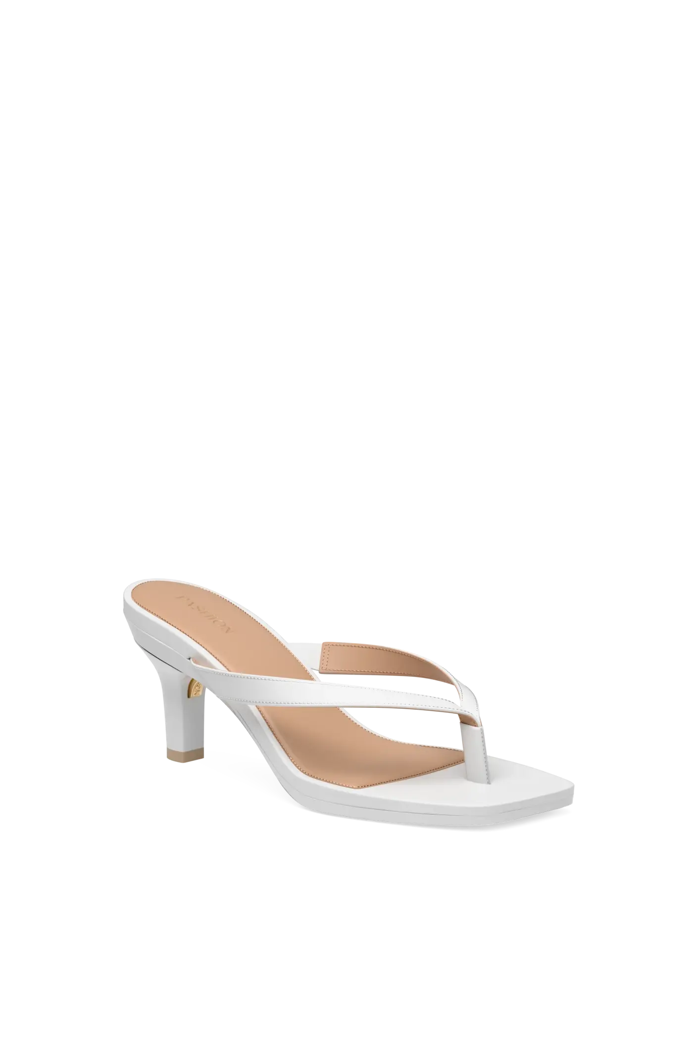 white open toe thong style high heel sandal with stiletto heel
