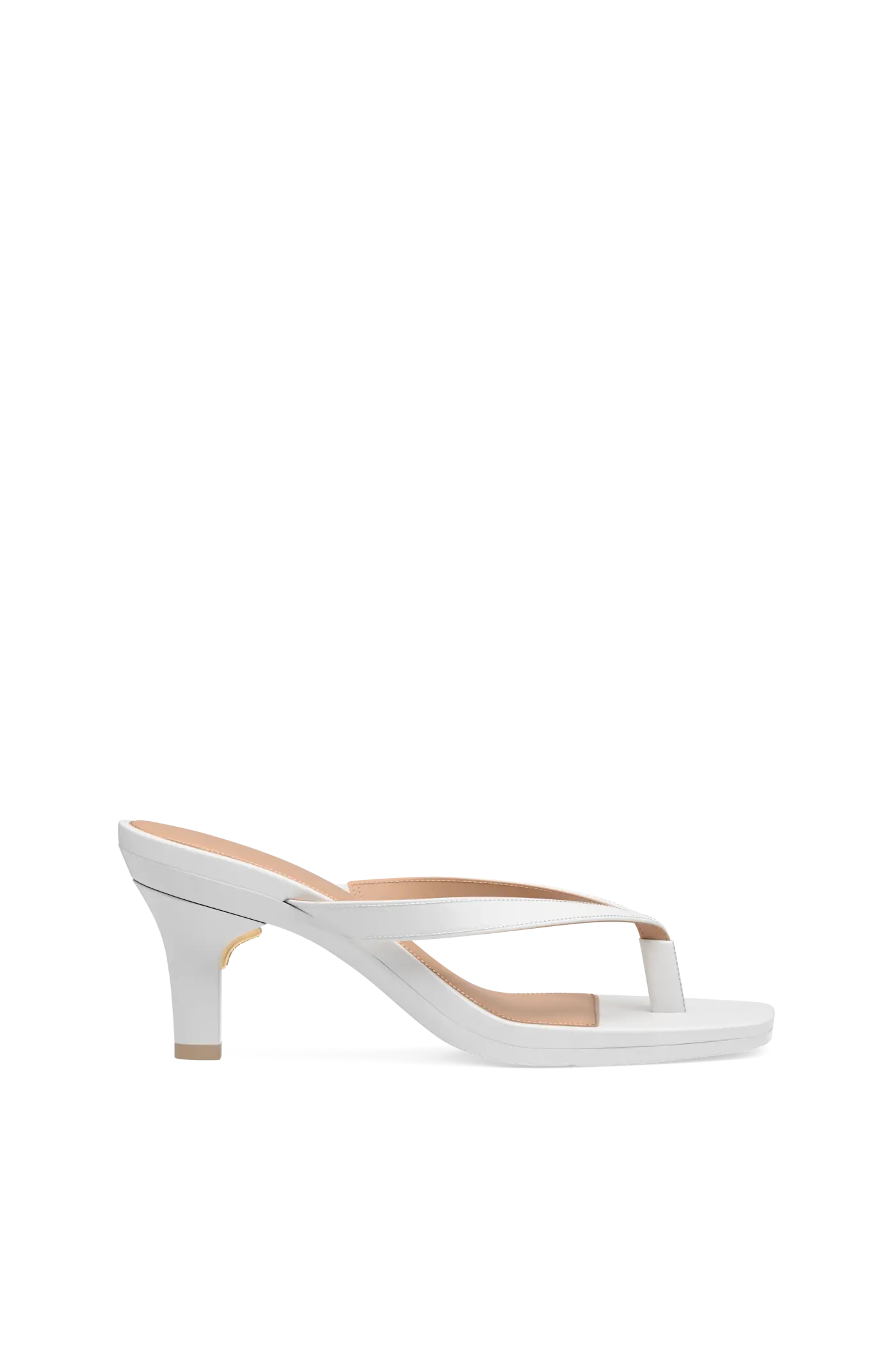 white open toe thong style high heel sandal with stiletto heel