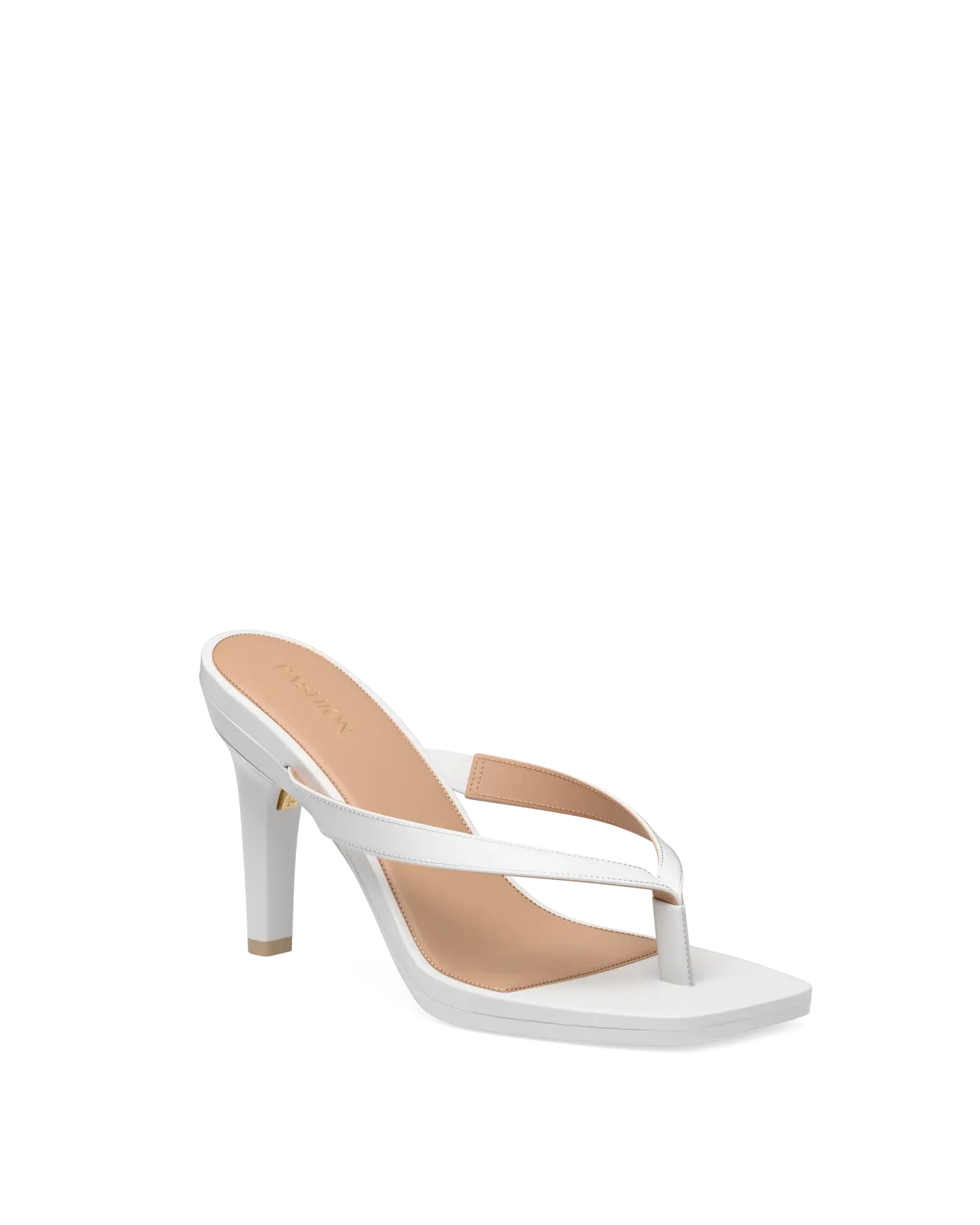 white open toe thong style high heel sandal with stiletto heel