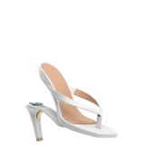 white open toe thong style high heel sandal with stiletto heel