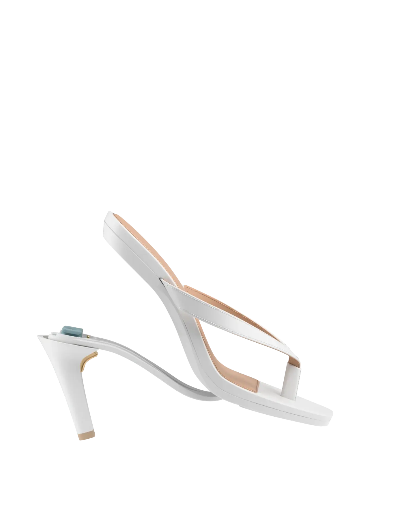 white open toe thong style high heel sandal with stiletto heel