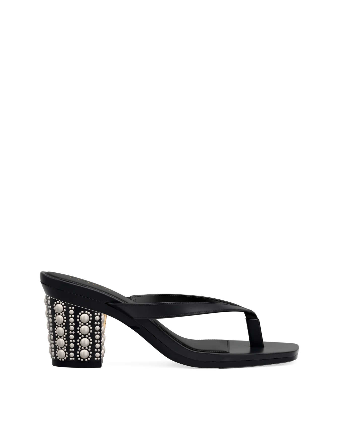 Block Heel Kit 3 Coal Satin Pearl shown on the Carmen Coal PU upper. Pashion convertible heels go from heel to flat and are customizable with interchangeable heel kits.