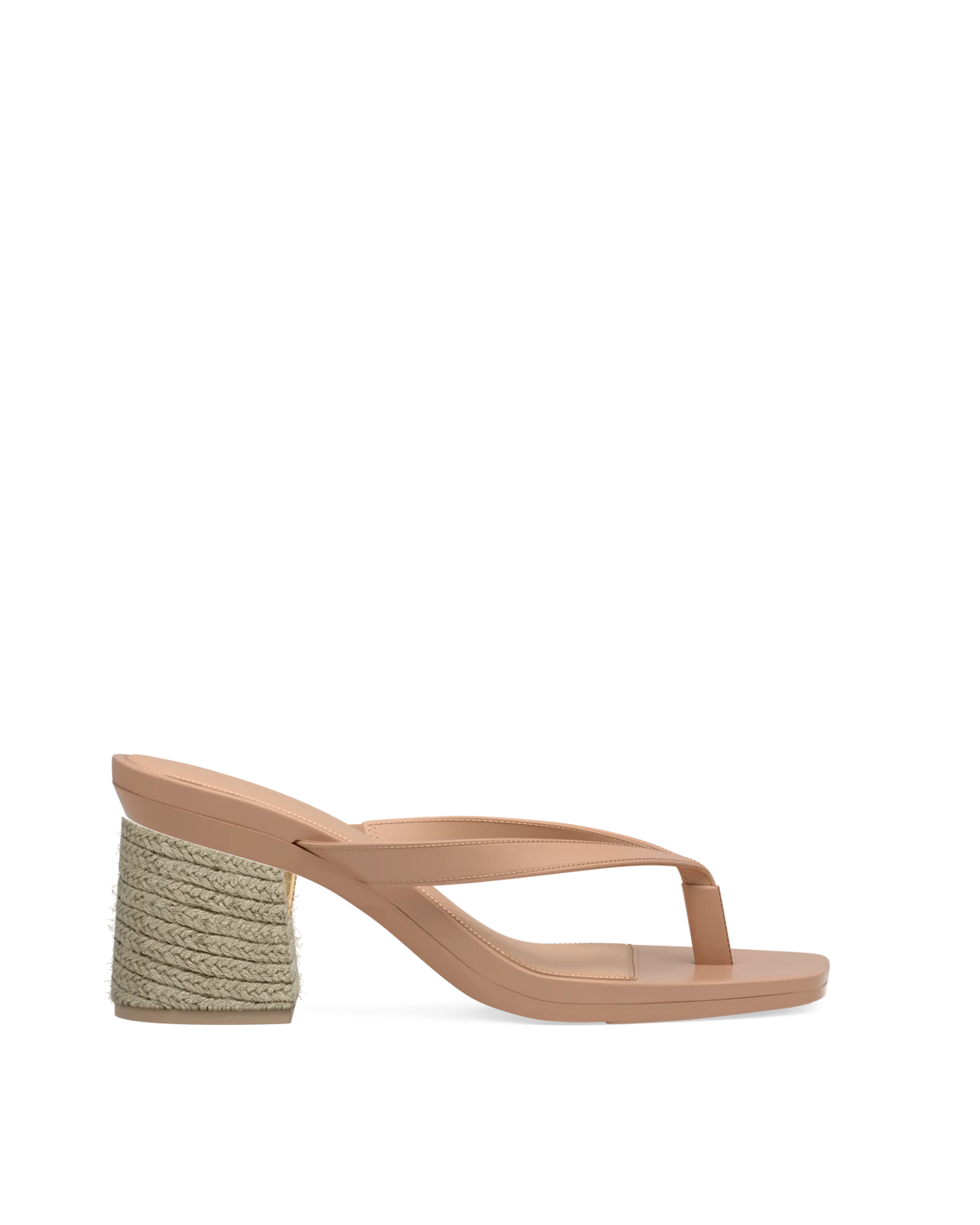 Flare Block Heel Kit 3 Espadrille shown on the Carmen Latte PU upper. Pashion convertible heels go from heel to flat and are customizable with interchangeable heel kits.