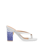 Block Heel Kit 4 Mosaic shown on the Carmen White PU upper. Pashion convertible heels go from heel to flat and are customizable with interchangeable heel kits.