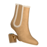 Chelsea Ankle Boot - Camel Suede Sherpa 3 Block