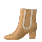 Chelsea Ankle Boot - Camel Suede Sherpa 3 Block