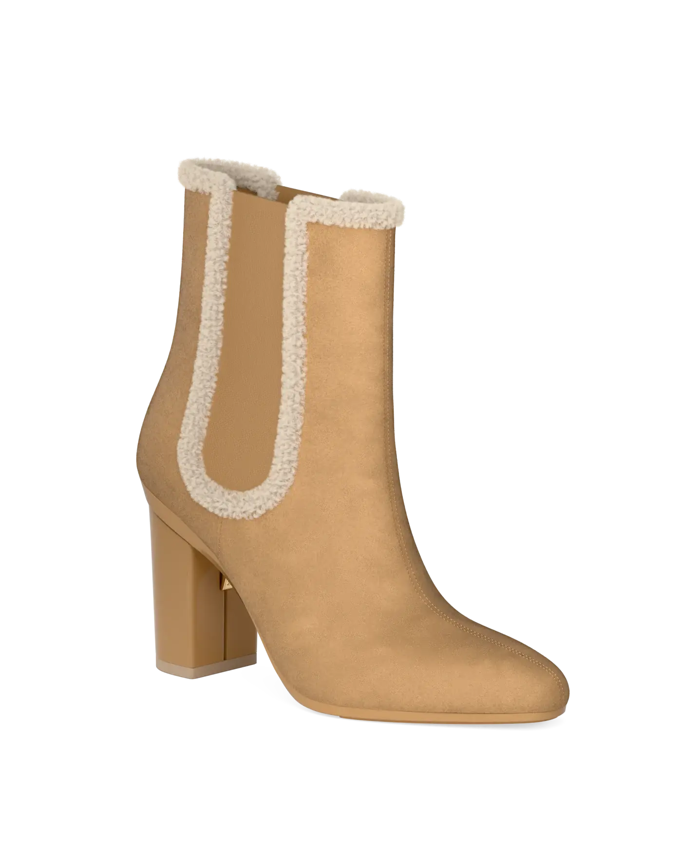 Chelsea Ankle Boot - Camel Suede Sherpa 4 Block