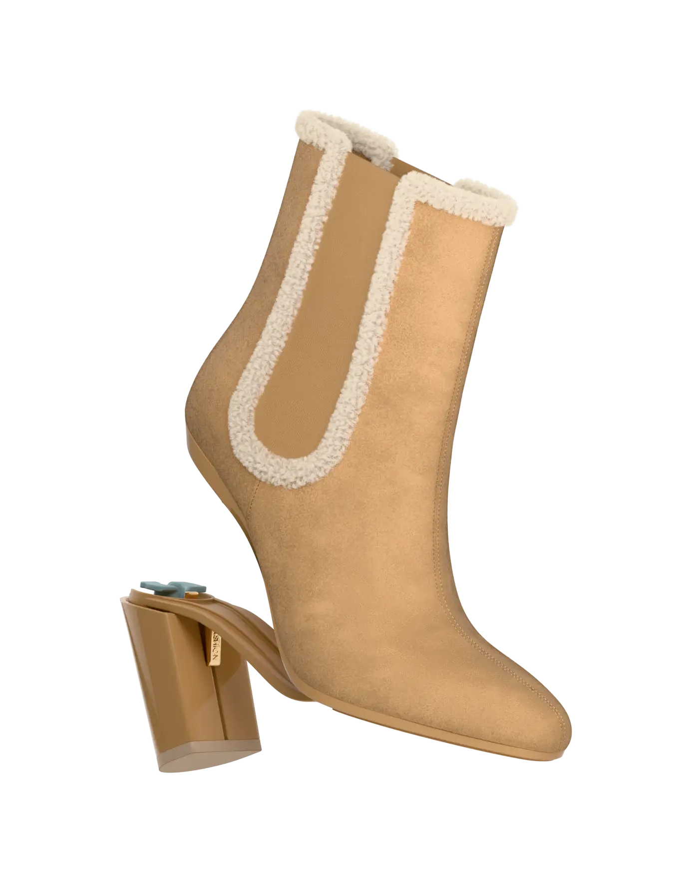 Chelsea Ankle Boot - Camel Suede Sherpa 4 Block