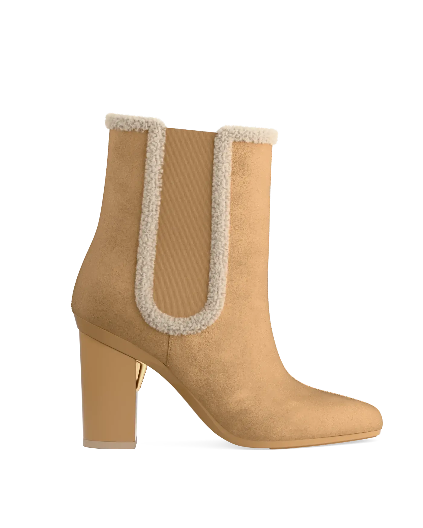 Chelsea Ankle Boot - Camel Suede Sherpa 4 Block