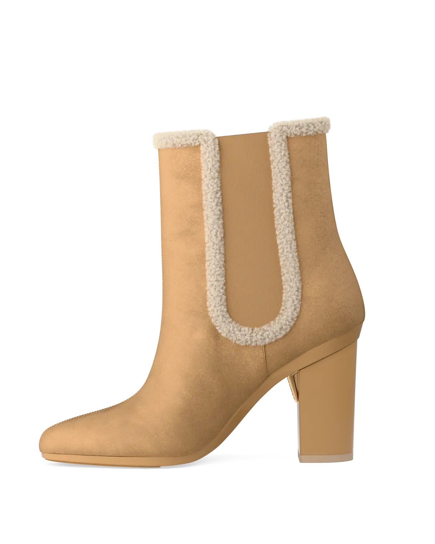 Chelsea Ankle Boot - Camel Suede Sherpa 4 Block