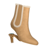 Chelsea Ankle Boot - Camel Suede Sherpa 3 Stiletto