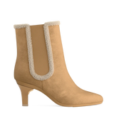 Chelsea Ankle Boot - Camel Suede Sherpa 3 Stiletto