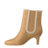 Chelsea Ankle Boot - Camel Suede Sherpa 3 Stiletto