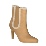 Chelsea Ankle Boot - Camel Suede Sherpa 4 Stiletto