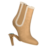 Chelsea Ankle Boot - Camel Suede Sherpa 4 Stiletto