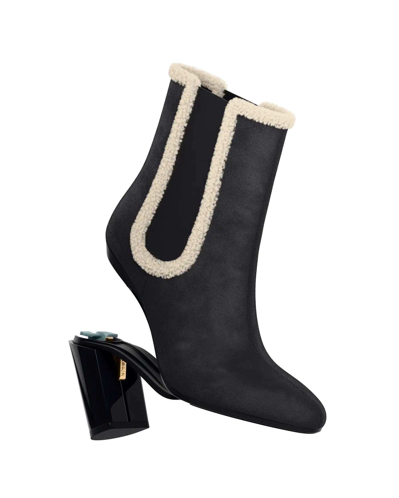 Chelsea Ankle Boot - Coal Black Suede Sherpa 4 Block