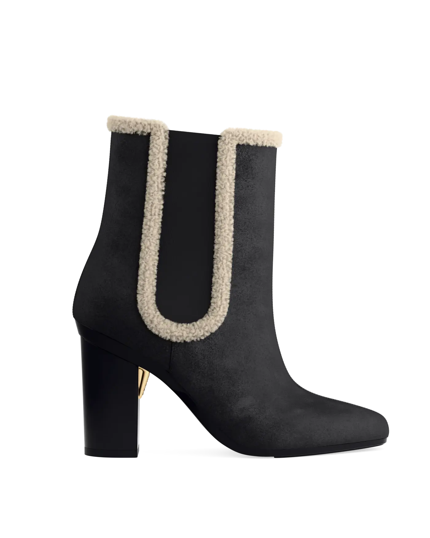 Chelsea Ankle Boot - Coal Black Suede Sherpa 4 Block