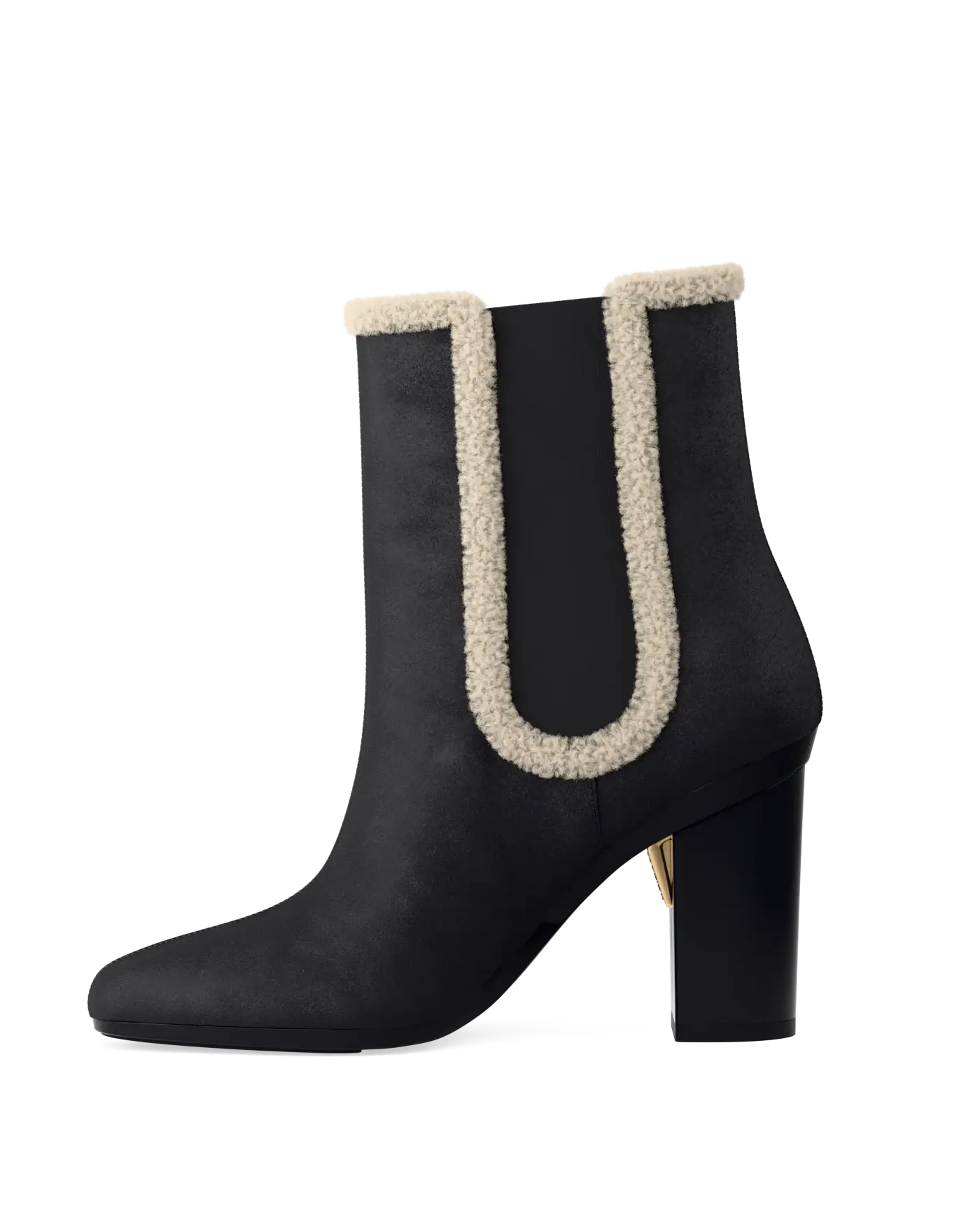 Chelsea Ankle Boot - Coal Black Suede Sherpa 4 Block