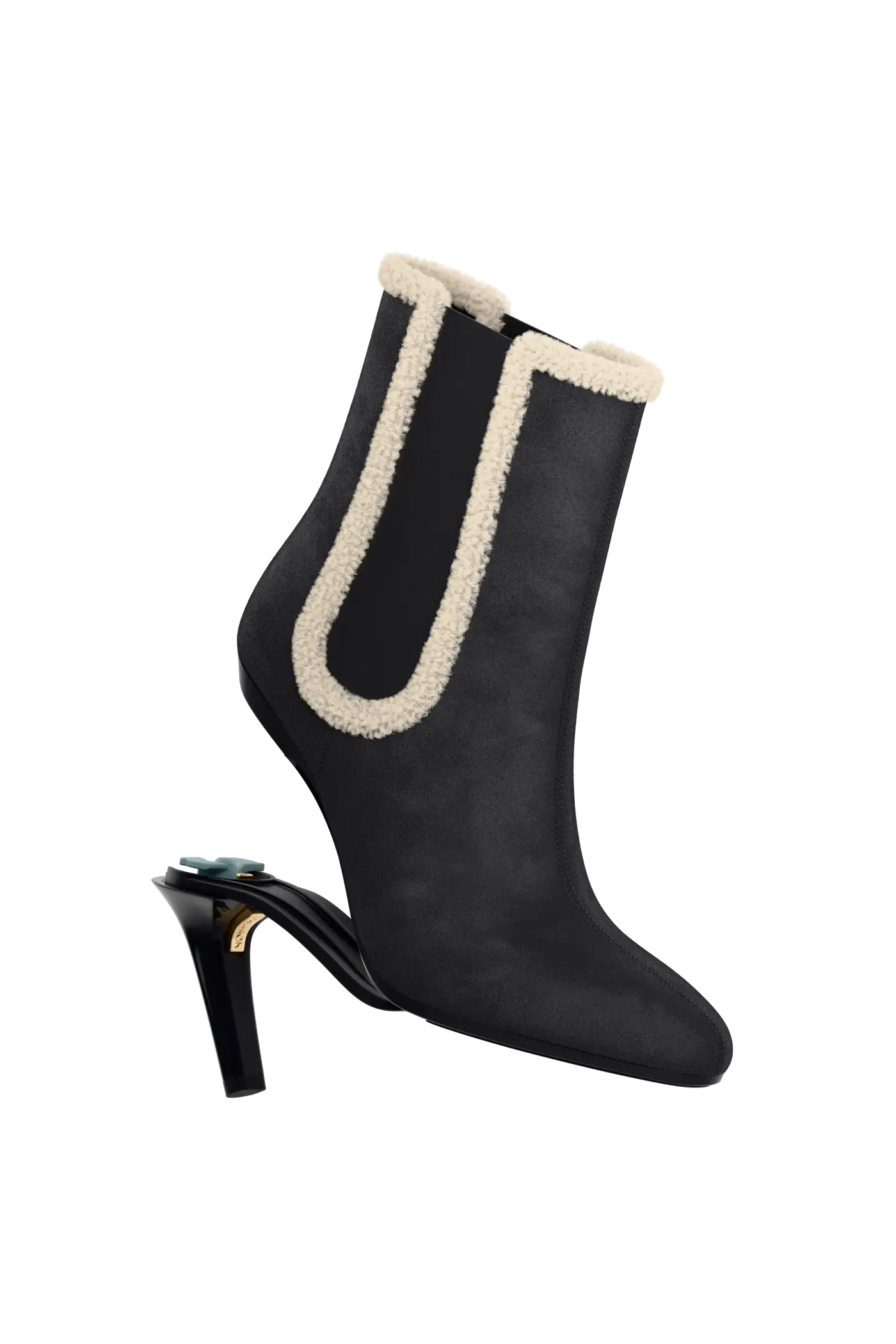 The Chelsea - Coal Suede Sherpa 4 Stiletto