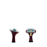Flare Stiletto Heel Kit 3 Cherry Mocha, 3-inch interchangeable flare stiletto heel, side view. Pashion convertible heels go from heel to flat and are customizable with interchangeable heel kits.