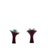Flare Stiletto Heel Kit 3 Cherry Mocha, back view. Pashion convertible heels go from heel to flat and are customizable with interchangeable heel kits.