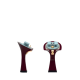 Flare Stiletto Heel Kit 4 Cherry Mocha, 4-inch interchangeable flare stiletto heel, side view. Pashion convertible heels go from heel to flat and are customizable with interchangeable heel kits.