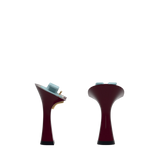 Flare Stiletto Heel Kit 4 Cherry Mocha, back view. Pashion convertible heels go from heel to flat and are customizable with interchangeable heel kits.