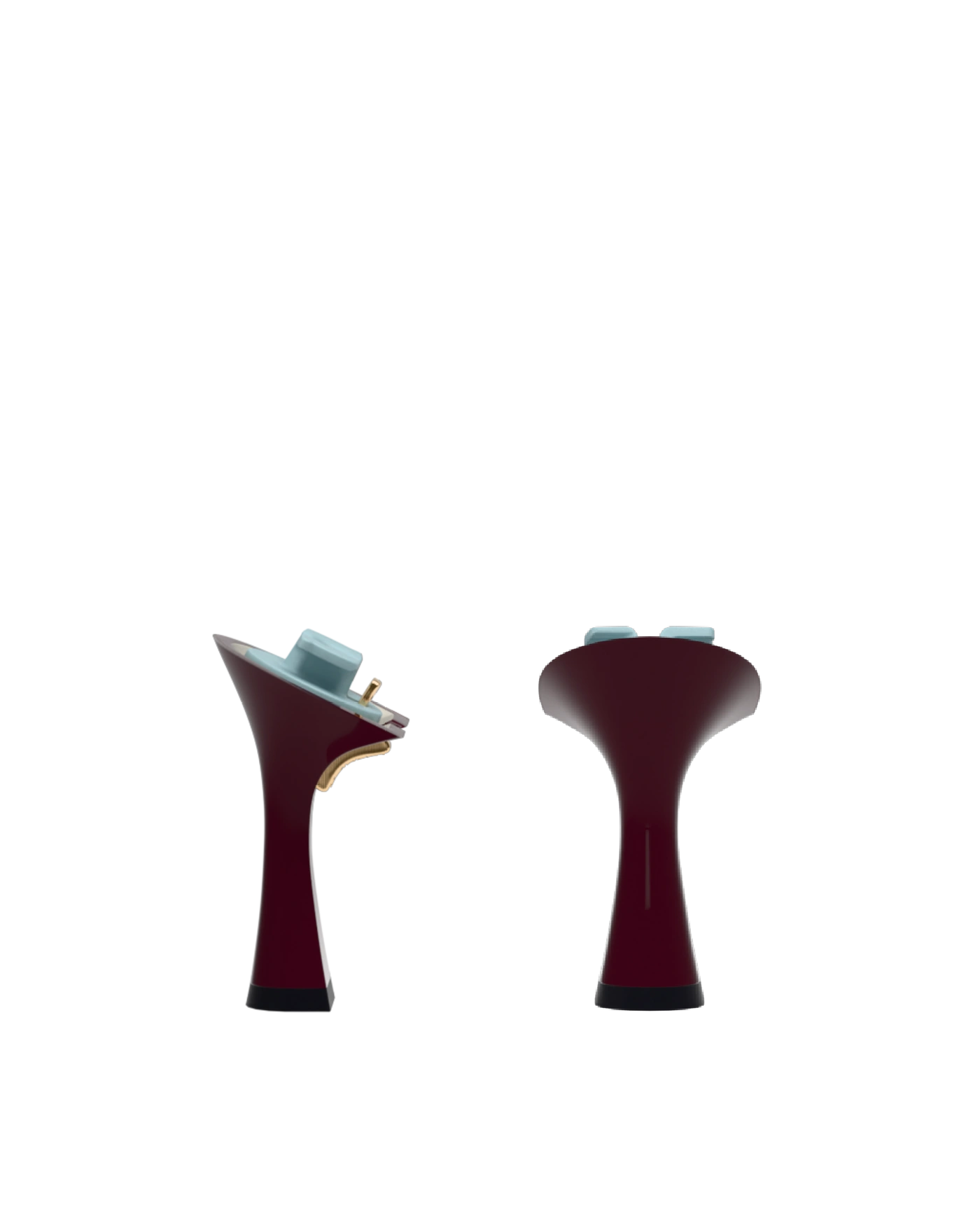 Flare Stiletto Heel Kit 4 Cherry Mocha, back view. Pashion convertible heels go from heel to flat and are customizable with interchangeable heel kits.