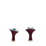 Flare Stiletto Heel Kit 3 Cherry Mocha Metallic, back view. Pashion convertible heels go from heel to flat and are customizable with interchangeable heel kits.