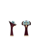 Flare Stiletto Heel Kit 4 Cherry Mocha Metallic, 4-inch interchangeable flare stiletto heel, side view. Pashion convertible heels go from heel to flat and are customizable with interchangeable heel kits.