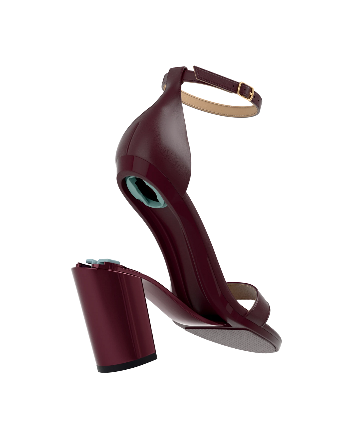 Stelo - Cherry Mocha Metallic, detail view. Pashion convertible heels go from heel to flat and are customizable with interchangeable heel kits.