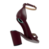 Stelo - Cherry Mocha, detail view. Pashion convertible heels go from heel to flat and are customizable with interchangeable heel kits.