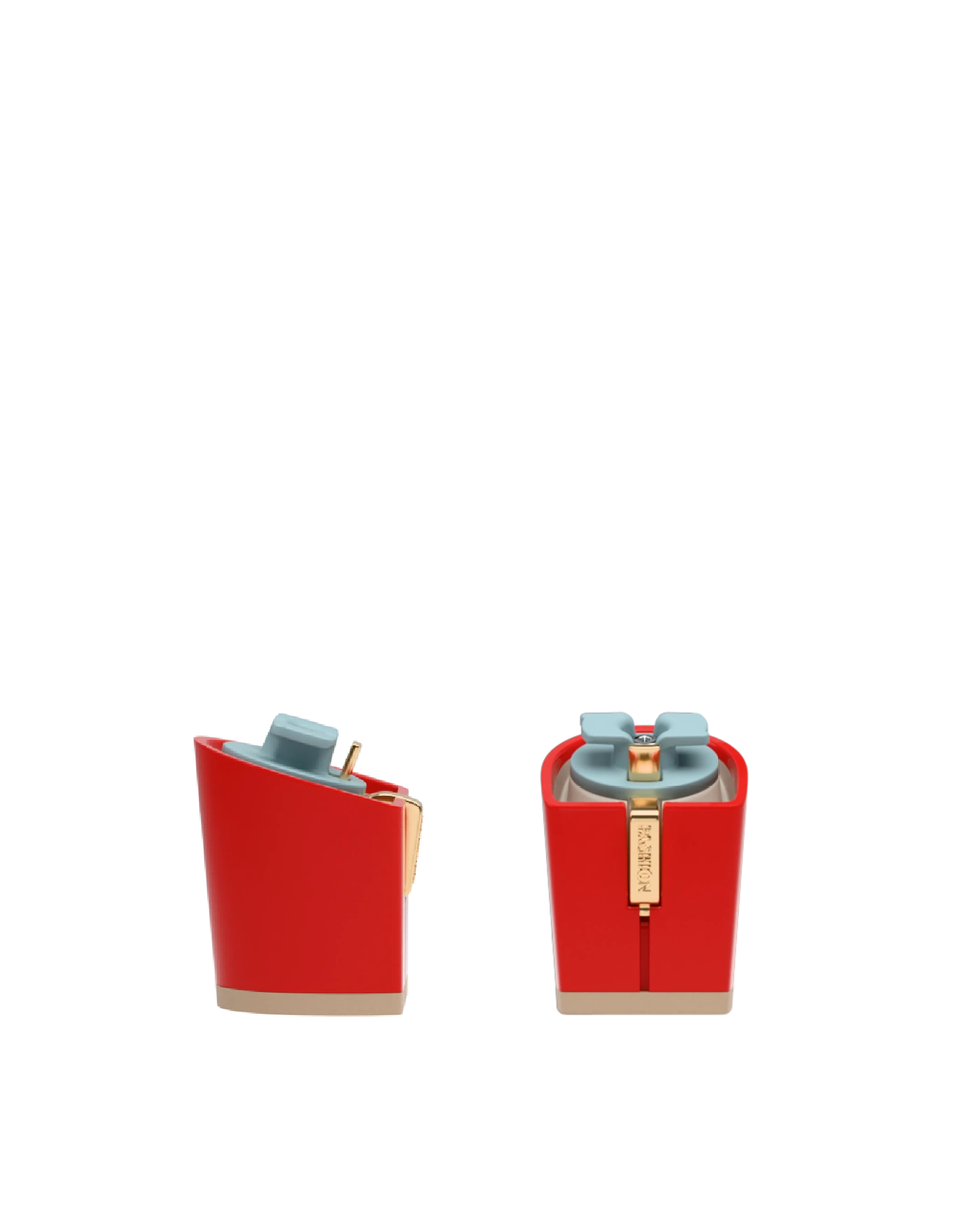 Block Heel Kit 3 Cherry Red, 3-inch interchangeable block heel, side view. Pashion convertible heels go from heel to flat and are customizable with interchangeable heel kits.