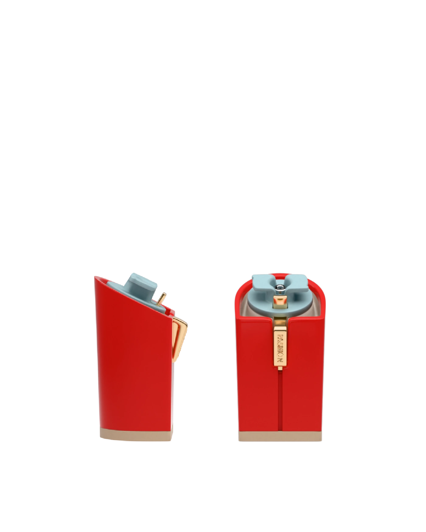 Block Heel Kit 4 Cherry Red, 4-inch interchangeable block heel, side view. Pashion convertible heels go from heel to flat and are customizable with interchangeable heel kits.