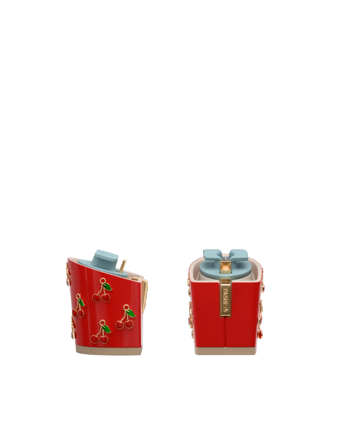 Block Heel Kit 3 Cherry Red Cherry Charm, 3-inch interchangeable block heel. Pashion convertible heels go from heel to flat and are customizable with interchangeable heel kits.