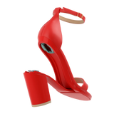 Stelo - Cherry Red, detail view. Pashion convertible heels go from heel to flat and are customizable with interchangeable heel kits.