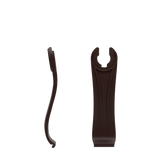 Stelo - Chocolate, product view. Pashion convertible heels go from heel to flat and are customizable with interchangeable heel kits.