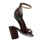 Stelo - Chocolate, detail view. Pashion convertible heels go from heel to flat and are customizable with interchangeable heel kits.