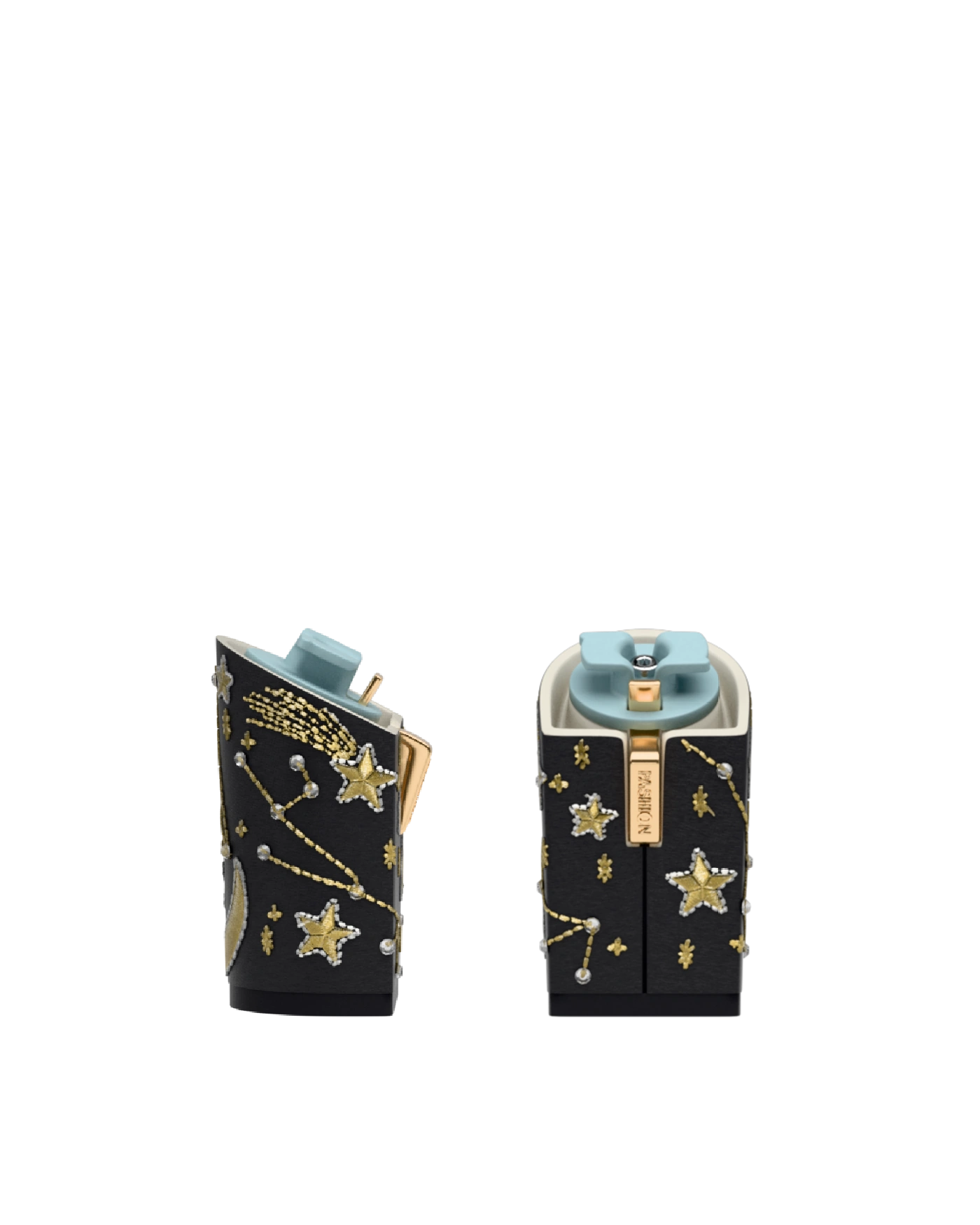 Block Heel Kit 4 Coal Constellation Embroidery, 4-inch interchangeable block heel. Pashion convertible heels go from heel to flat and are customizable with interchangeable heel kits.