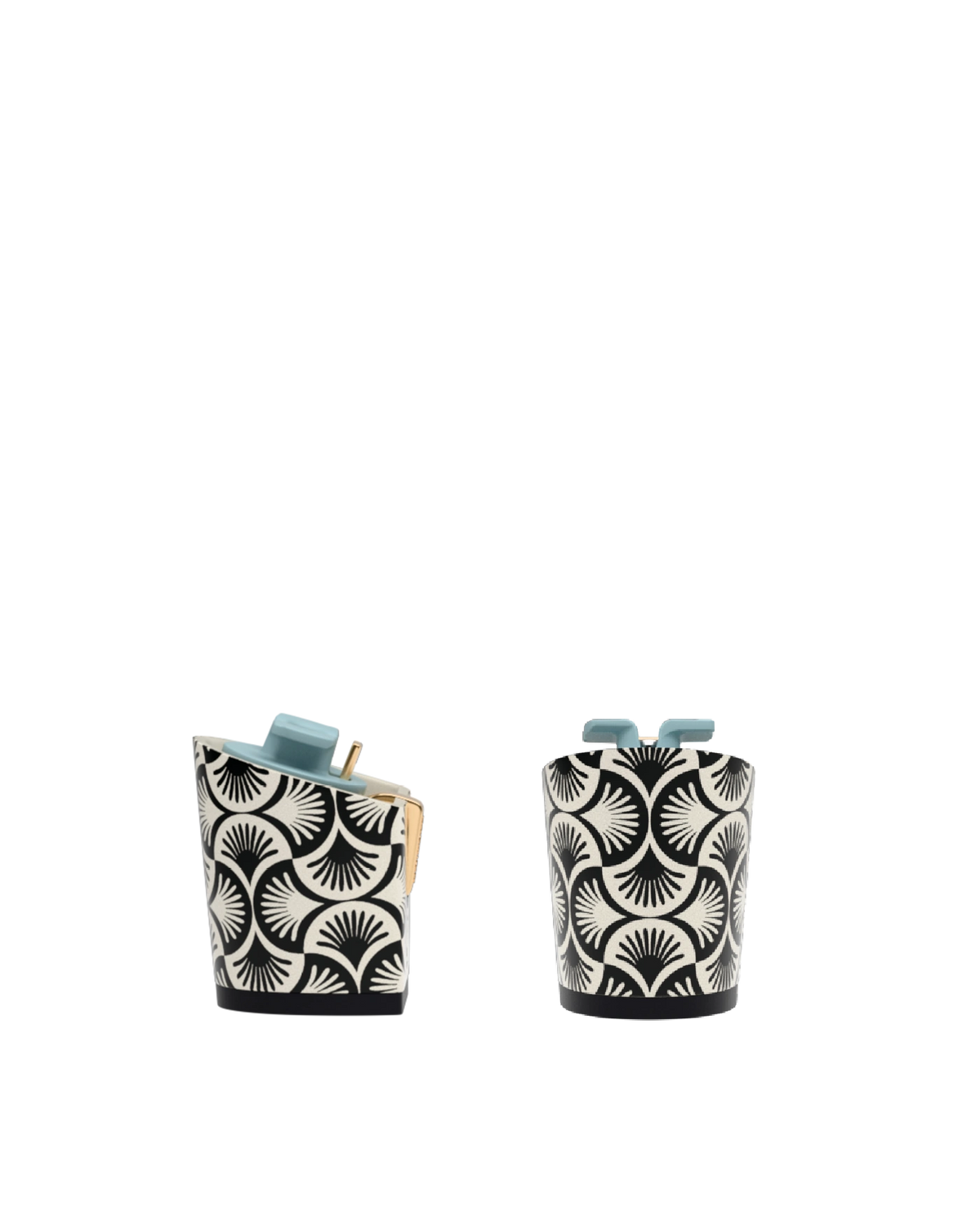 Block Heel Kit 3 Coal Deco Print, back view. Pashion convertible heels go from heel to flat and are customizable with interchangeable heel kits.