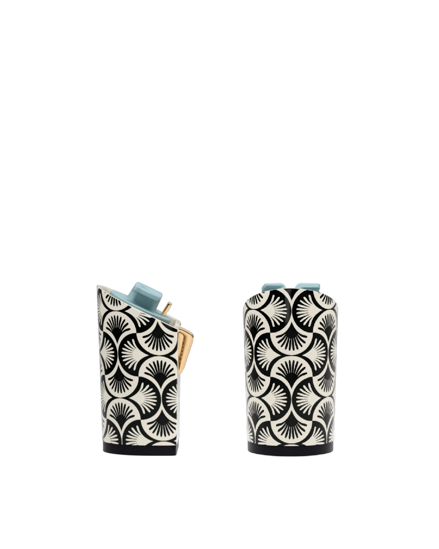 Block Heel Kit 4 Coal Deco Print, back view. Pashion convertible heels go from heel to flat and are customizable with interchangeable heel kits.