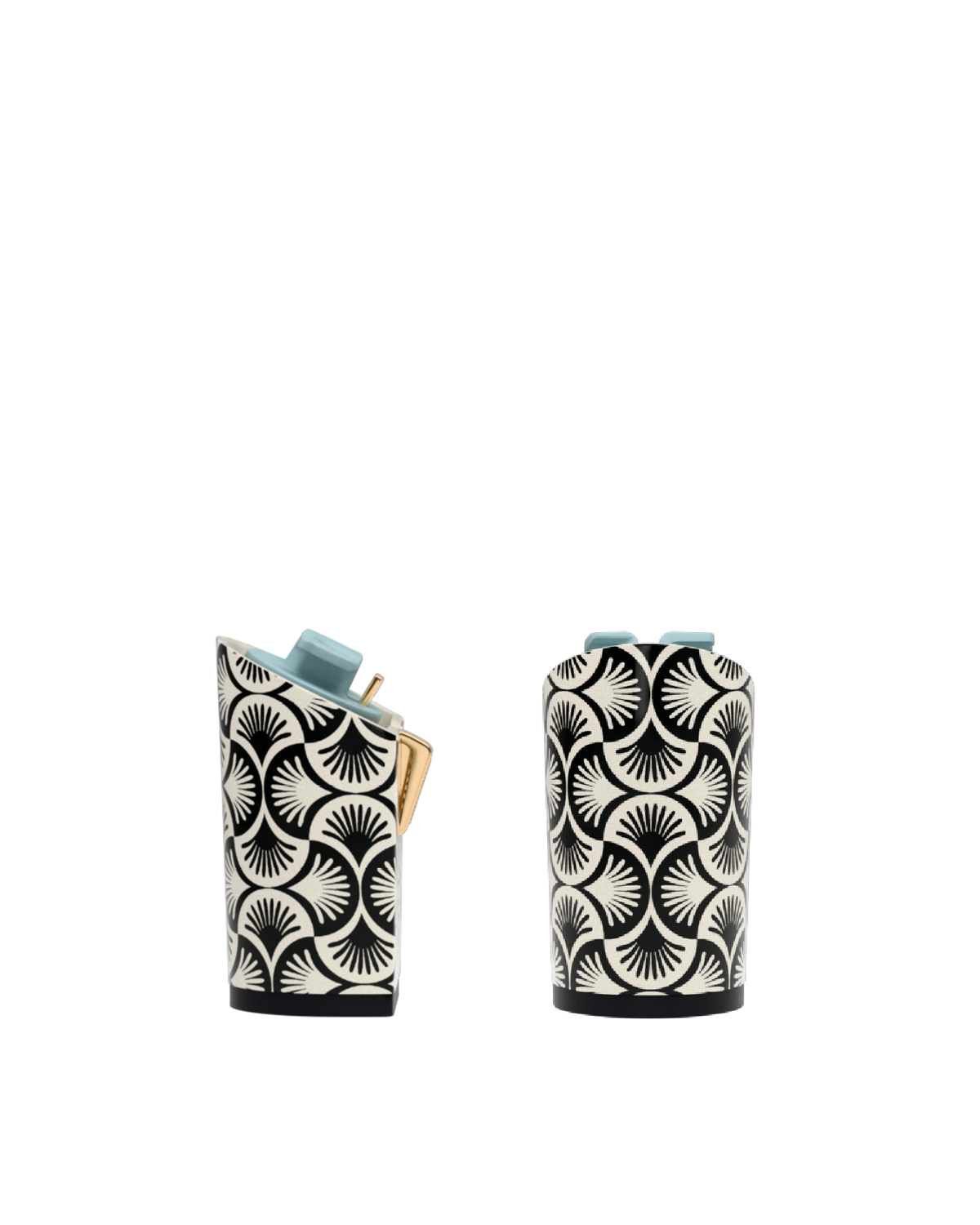 Block Heel Kit 4 Coal Deco Print, back view. Pashion convertible heels go from heel to flat and are customizable with interchangeable heel kits.