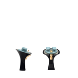 Flare Stiletto Heel Kit 3 Coal, 3-inch interchangeable flare stiletto heel, side view. Pashion convertible heels go from heel to flat and are customizable with interchangeable heel kits.