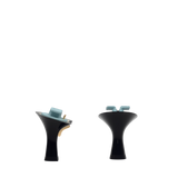 Flare Stiletto Heel Kit 3 Coal, back view. Pashion convertible heels go from heel to flat and are customizable with interchangeable heel kits.