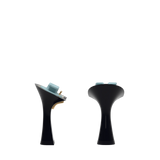 Flare Stiletto Heel Kit 4 Coal, back view. Pashion convertible heels go from heel to flat and are customizable with interchangeable heel kits.